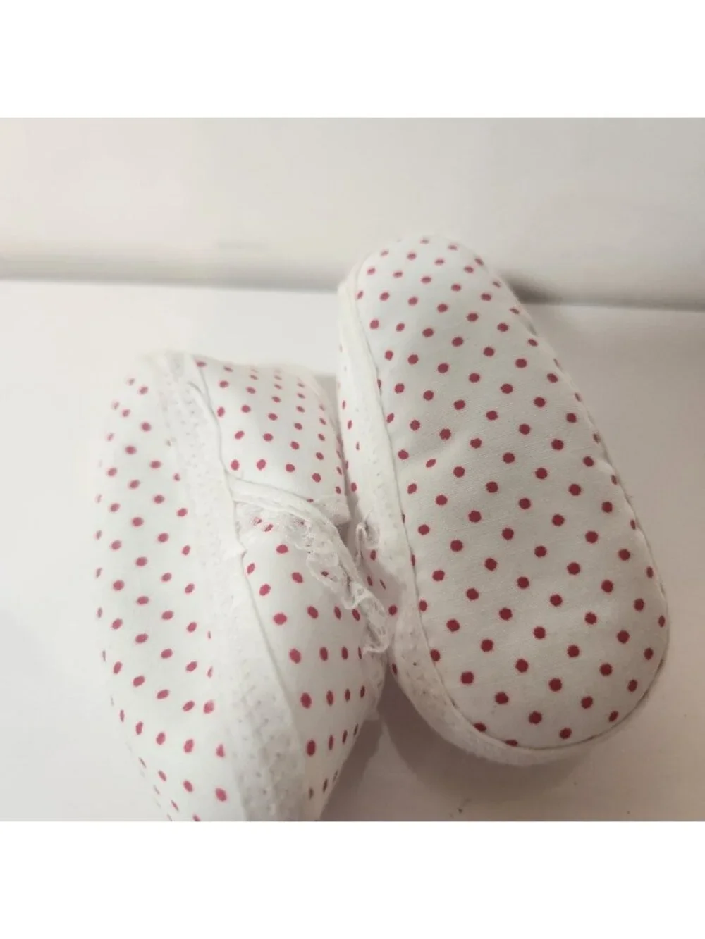 Vintage Darling Baby‎ Shoes Red Polka Dot Mary Jane Lace Trim Size 1 New In Box